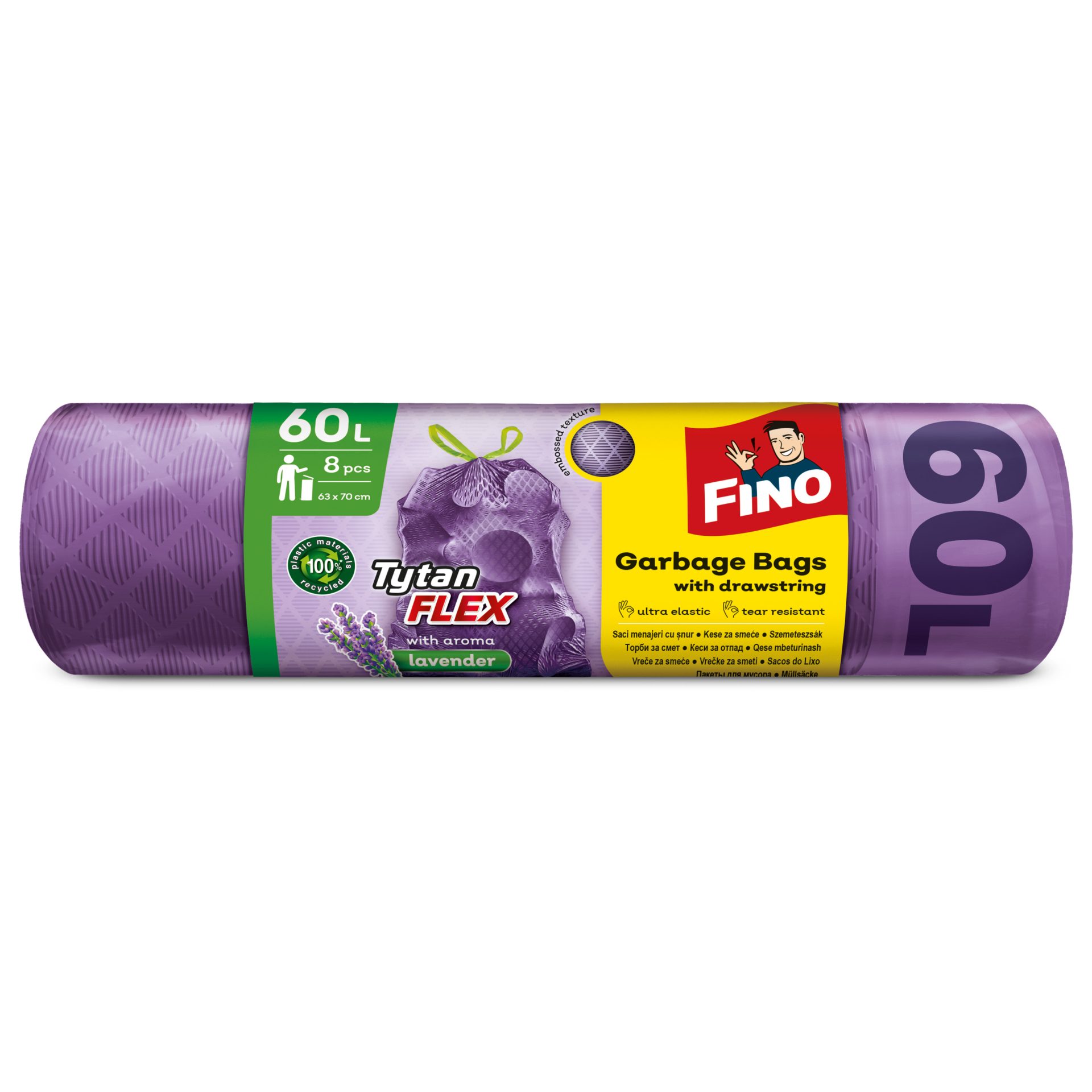 Saci menajeri aromati Fino cu parfum lavanda 60L