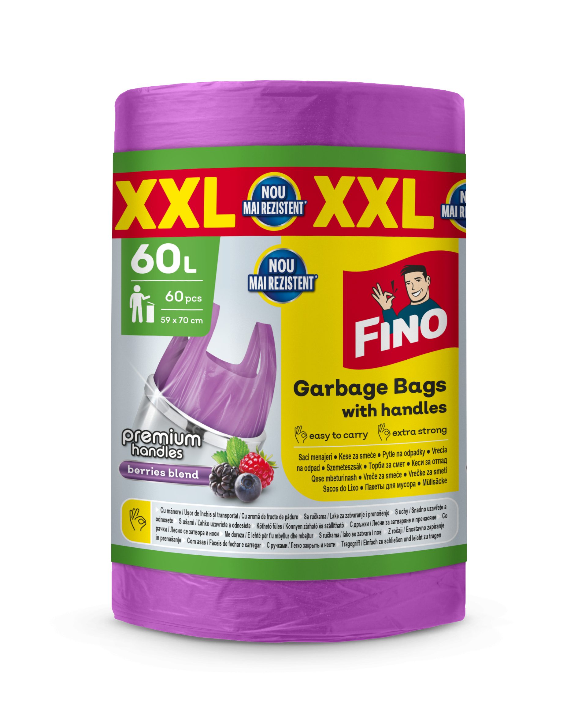Saci Menajeri Colorati cu Manere FINO HD 60L
