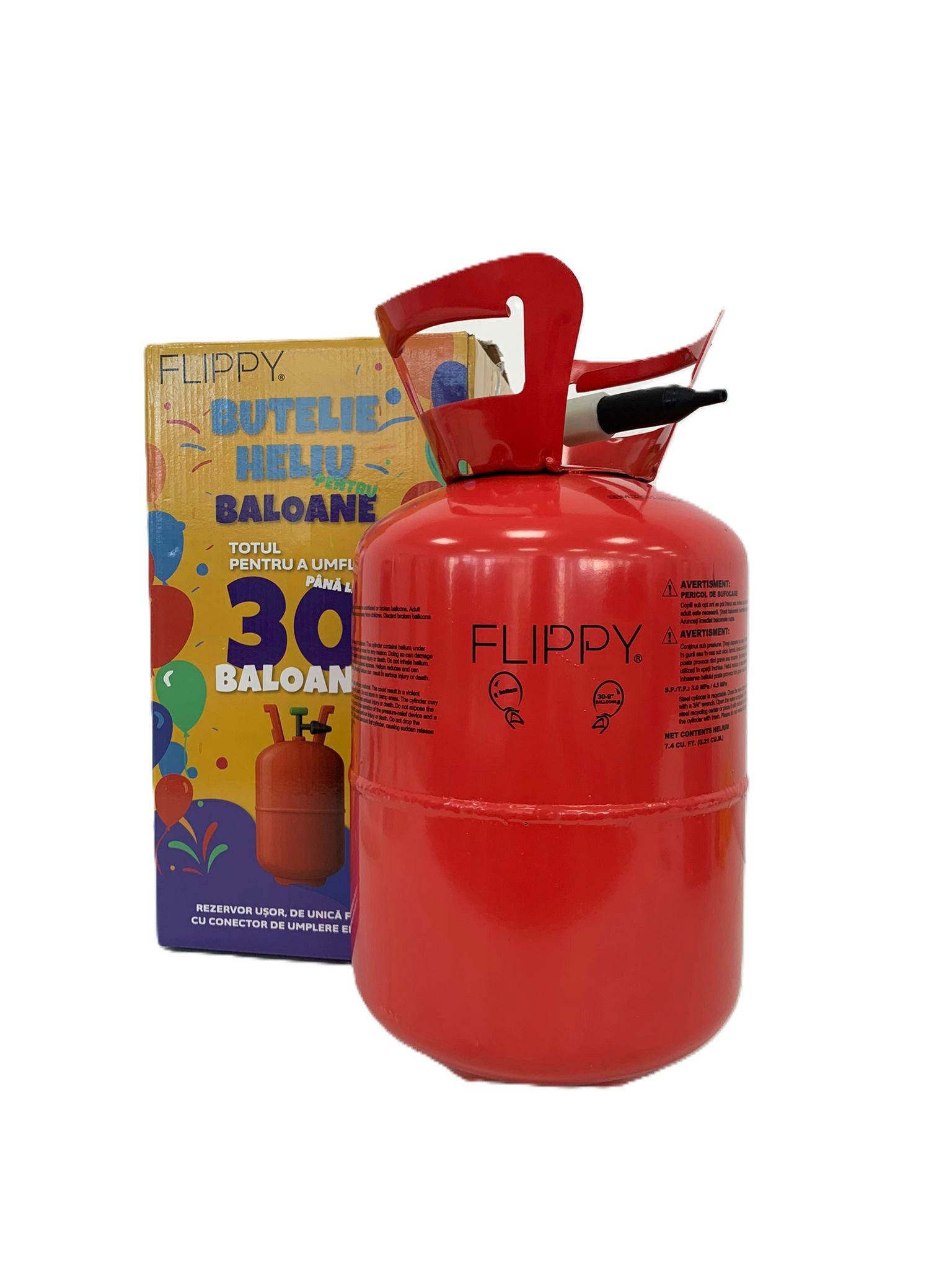 Butelie heliu de unica folosinta pentru 30 baloane latex