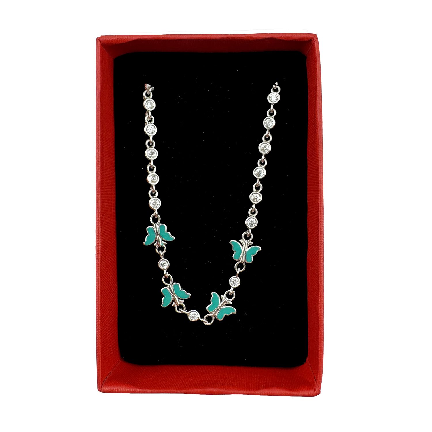 Detaliu brățară argint 925 fluture verde zirconiu