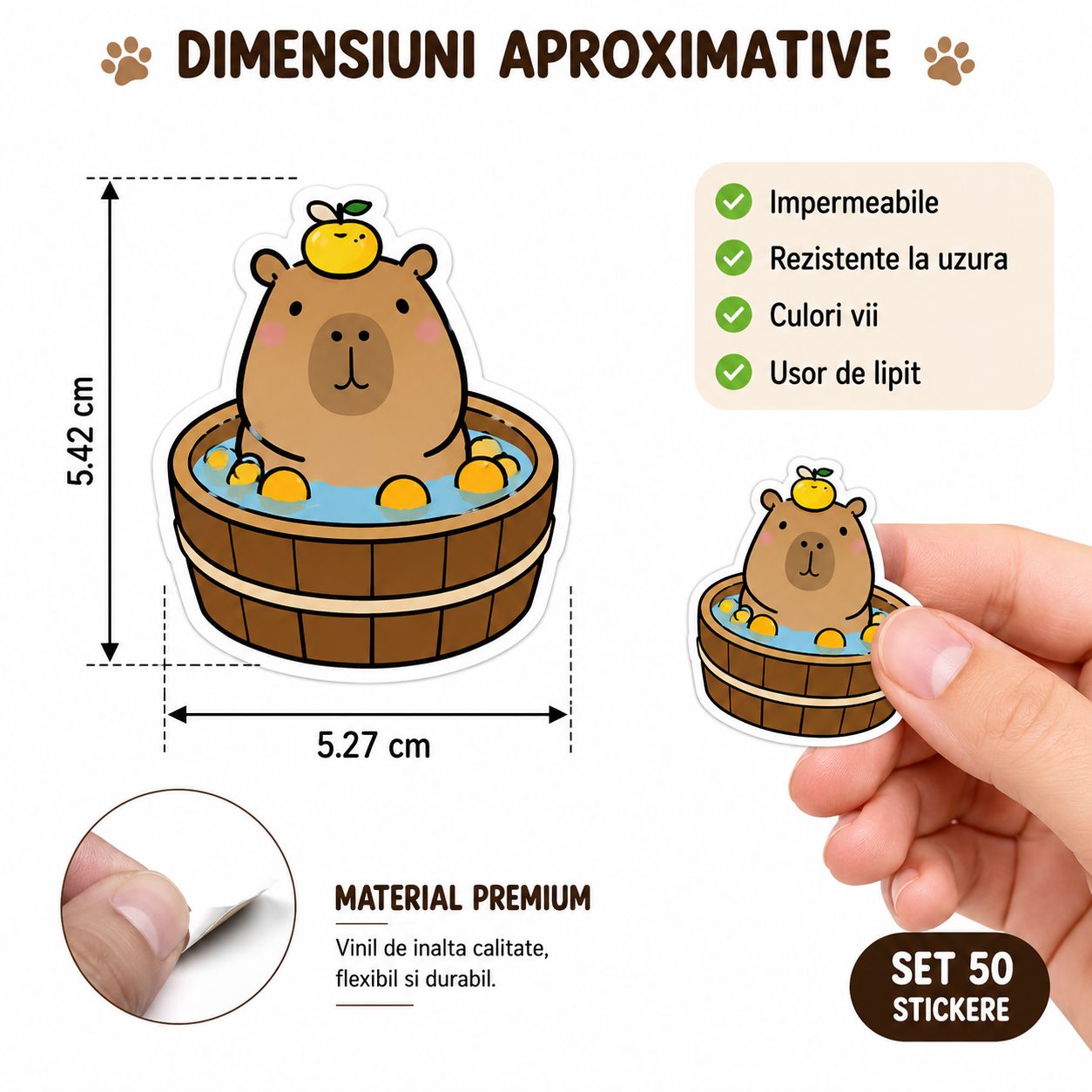 50 Sheets Cartoon Capybara Graffiti Stickers, Waterproof DIY Decals for Laptop, Water Bottle, Luggage, Guitar & Notebook