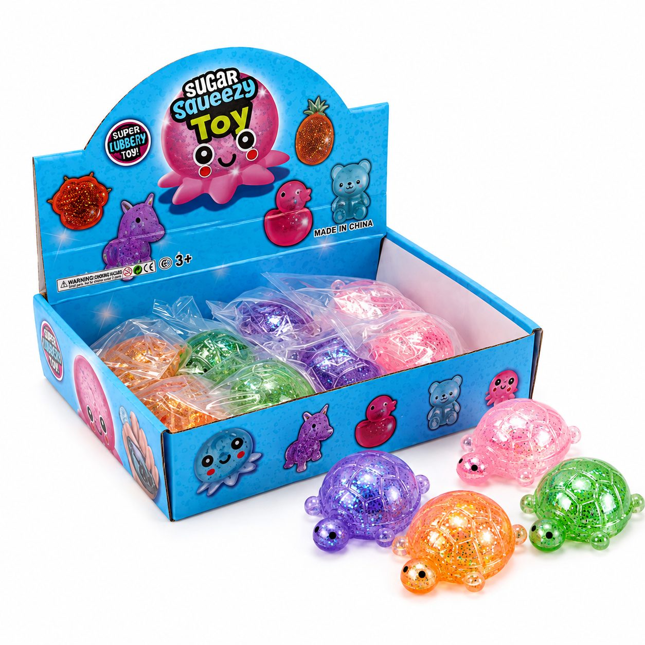 Jucarie Antistres Squishy, Model Testoasa cu Sclipici, Textura Moale, 7 x 5.2 cm, Modem Aleatoriu