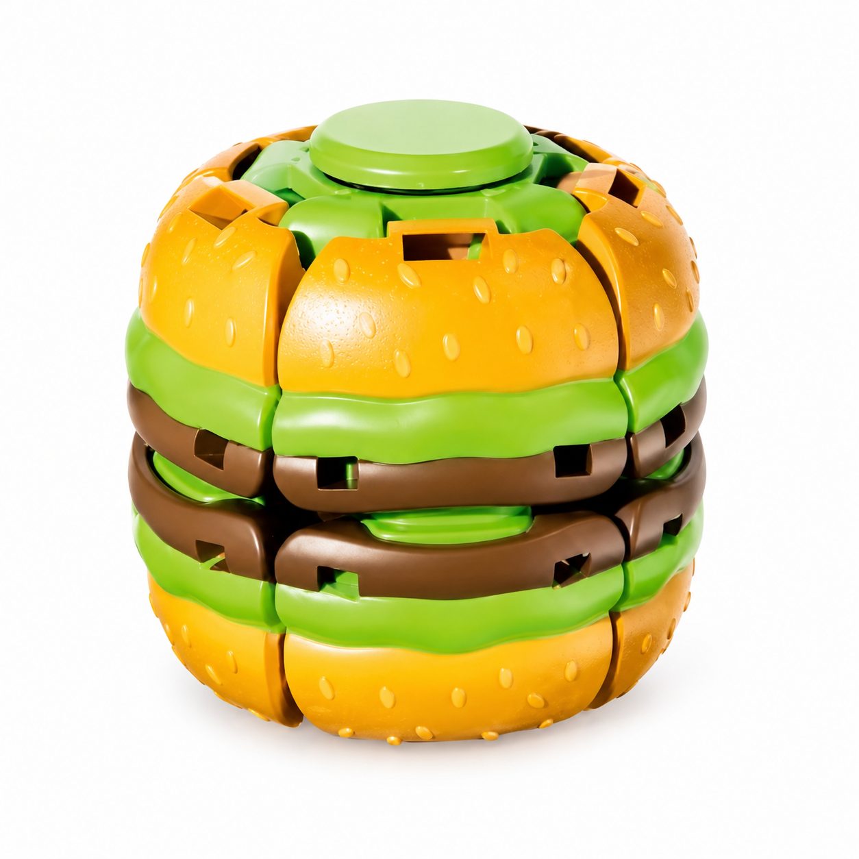 Jucarie Antistres Rotativa, Model Hamburger Spinner Ball, Forma Hamburger, Rotire Manuala, Structura Interactiva, Relaxare si Indemanare, Multicolor