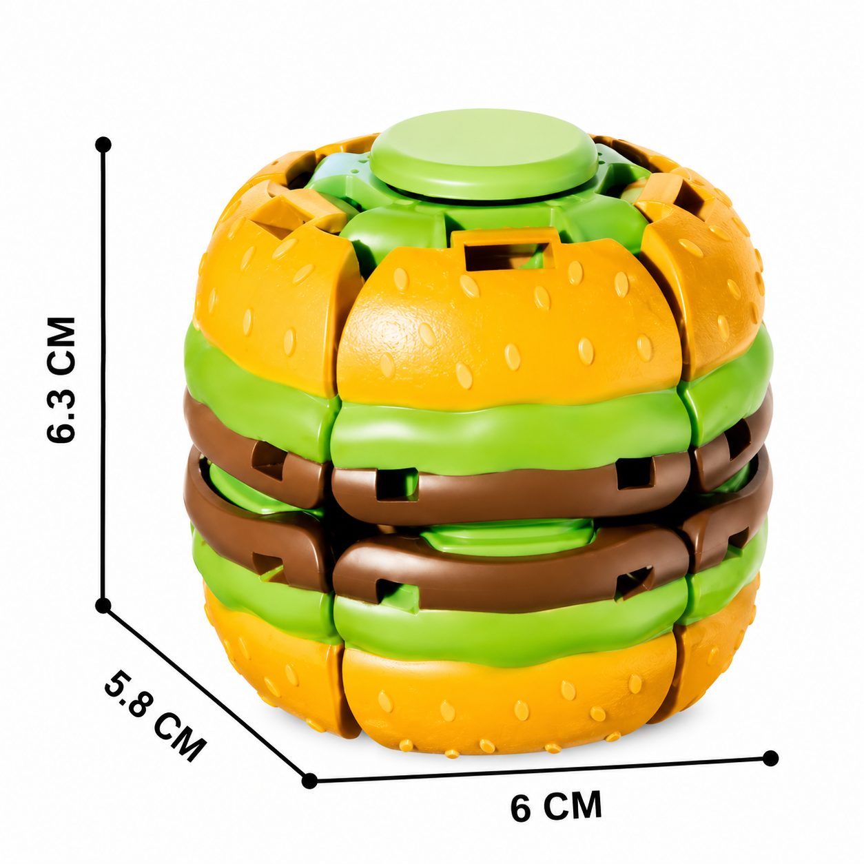 Jucarie Antistres Rotativa, Model Hamburger Spinner Ball, Forma Hamburger, Rotire Manuala, Structura Interactiva, Relaxare si Indemanare, Multicolor