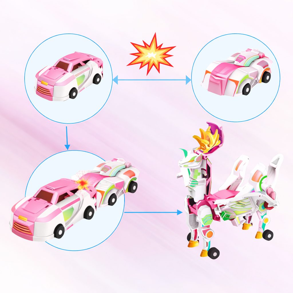 Detaliu transformare Pegasus magnetic jucarie 