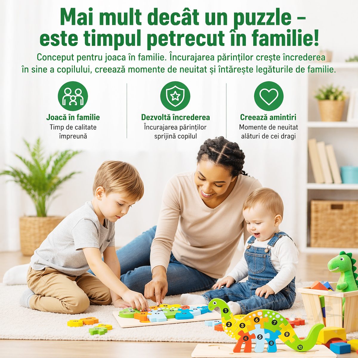Puzzle Montessori Copii Mic Joc Educativ Lemn