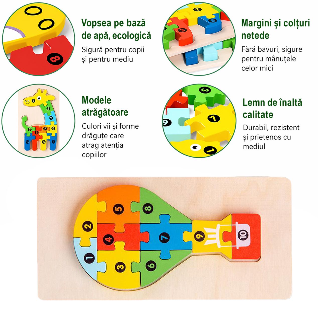 Piesele puzzle din lemn naturale