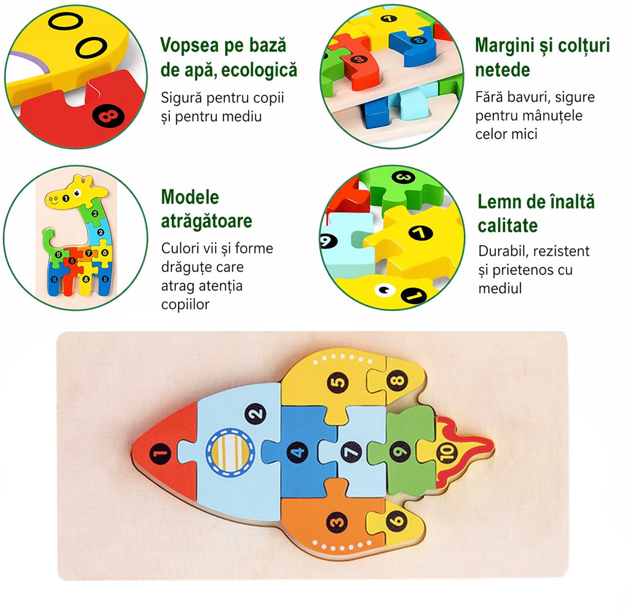 Detaliu piese puzzle lemn racheta
