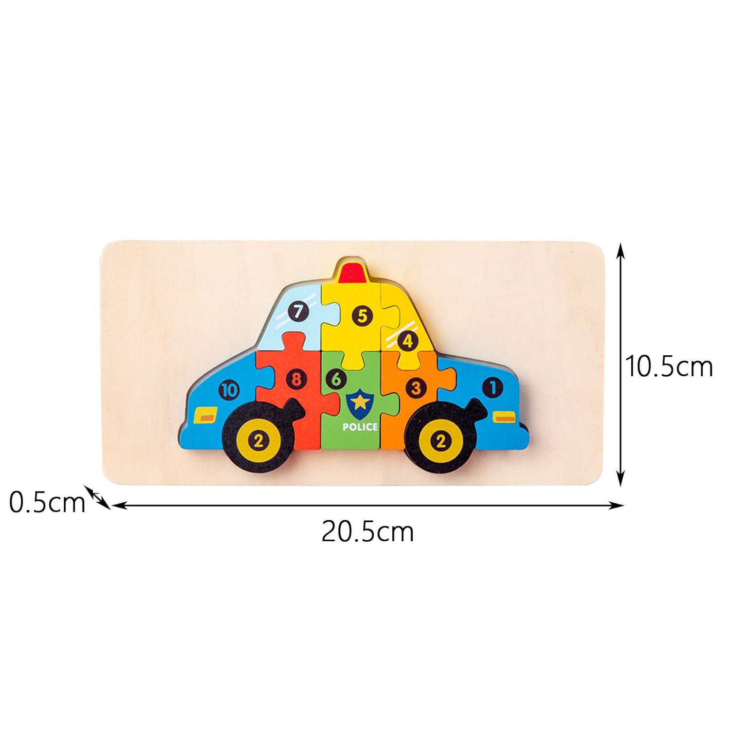 Jucarie Montessori Puzzle Masina Politie Lemn