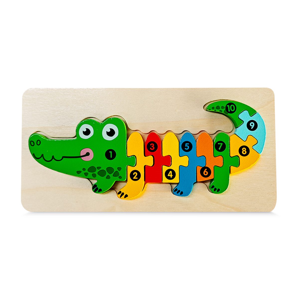 Puzzle din Lemn 3D Montessori Model Crocodil