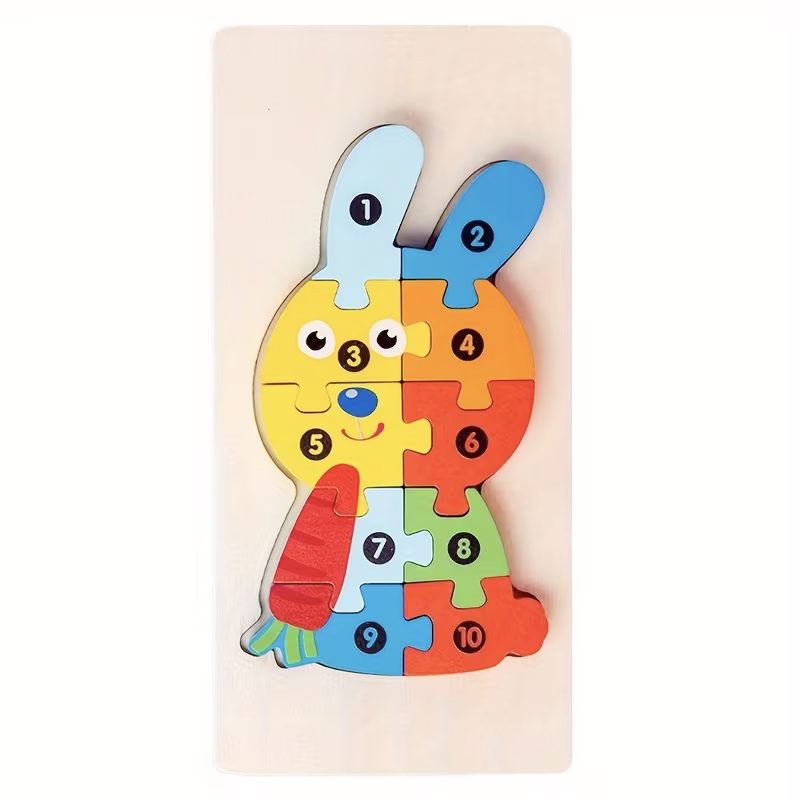 Puzzle din Lemn 3D Iepure Multicolor