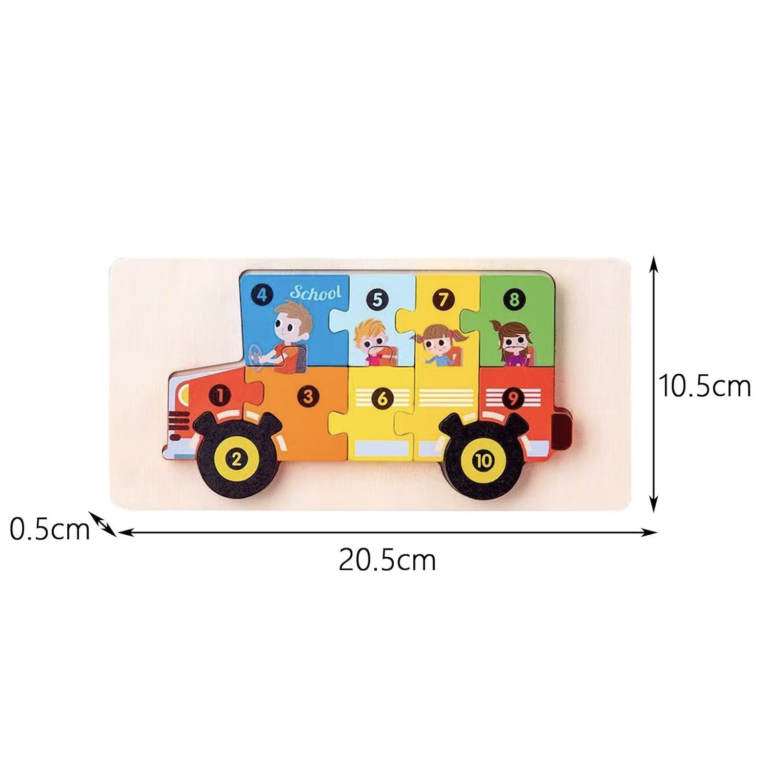 Detaliu puzzle autobuz din lemn 3D