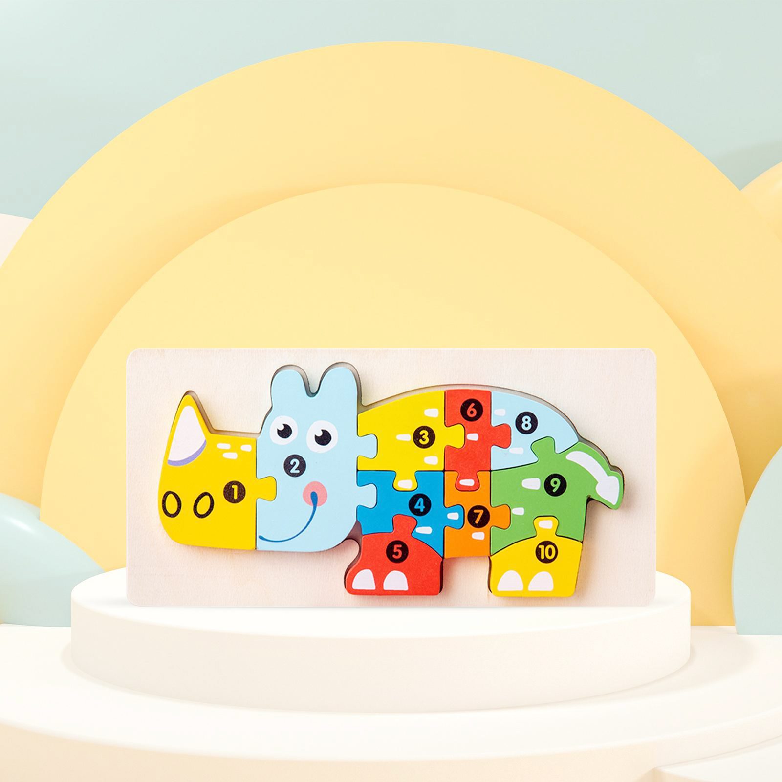Piese puzzle lemn 3D detaliu montessori