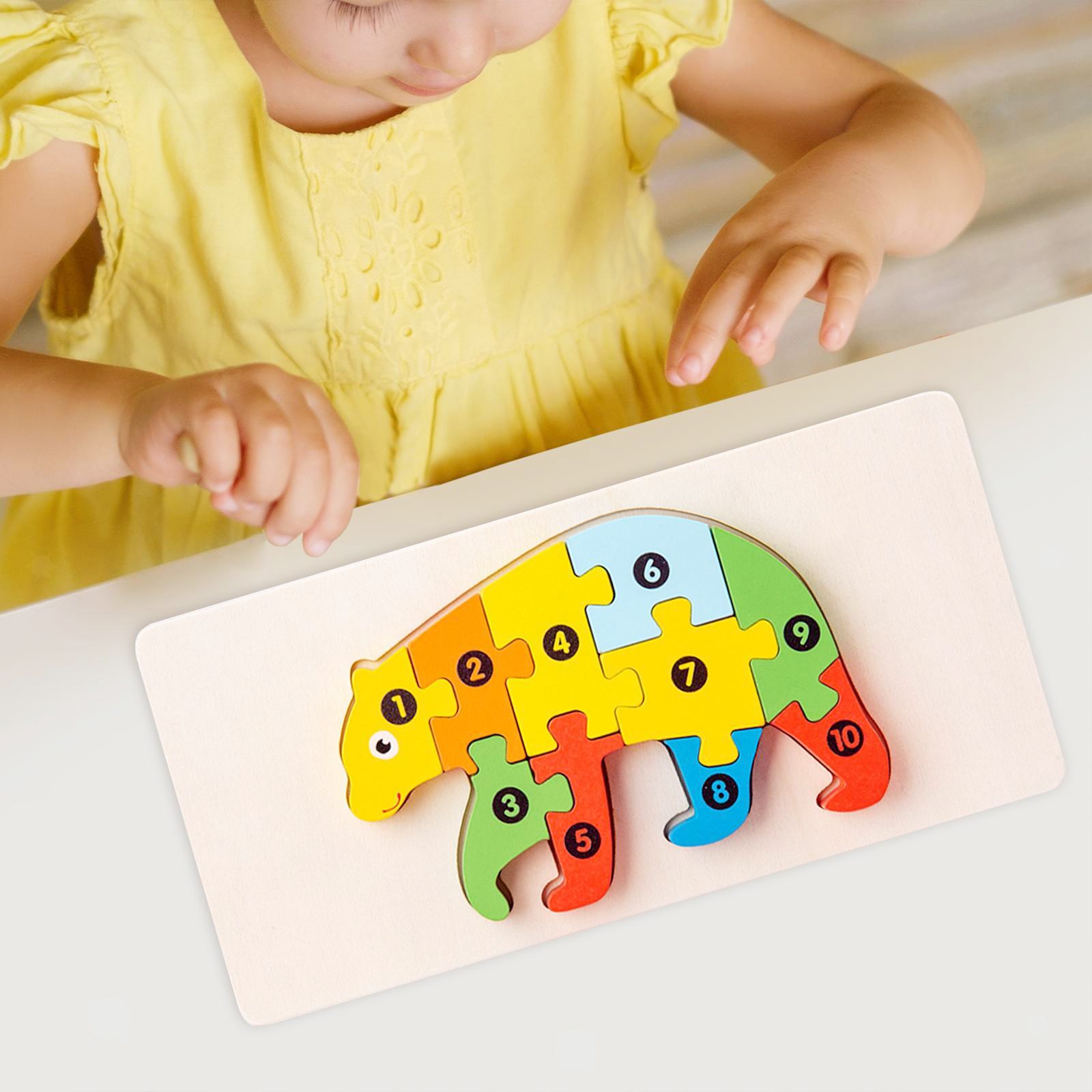 Piese puzzle lemn multicolor 