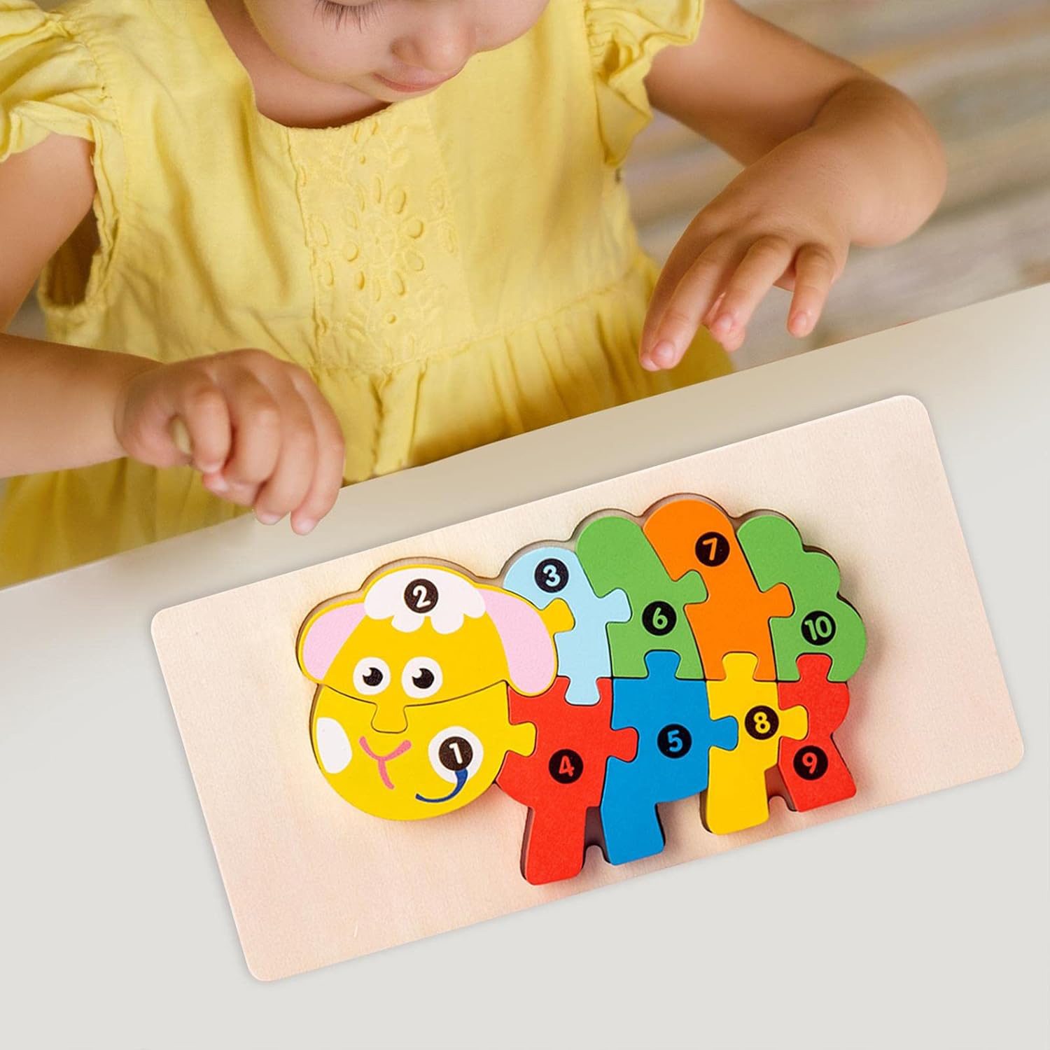 Puzzle Lemn Oaie pentru Copii 0-3 Ani