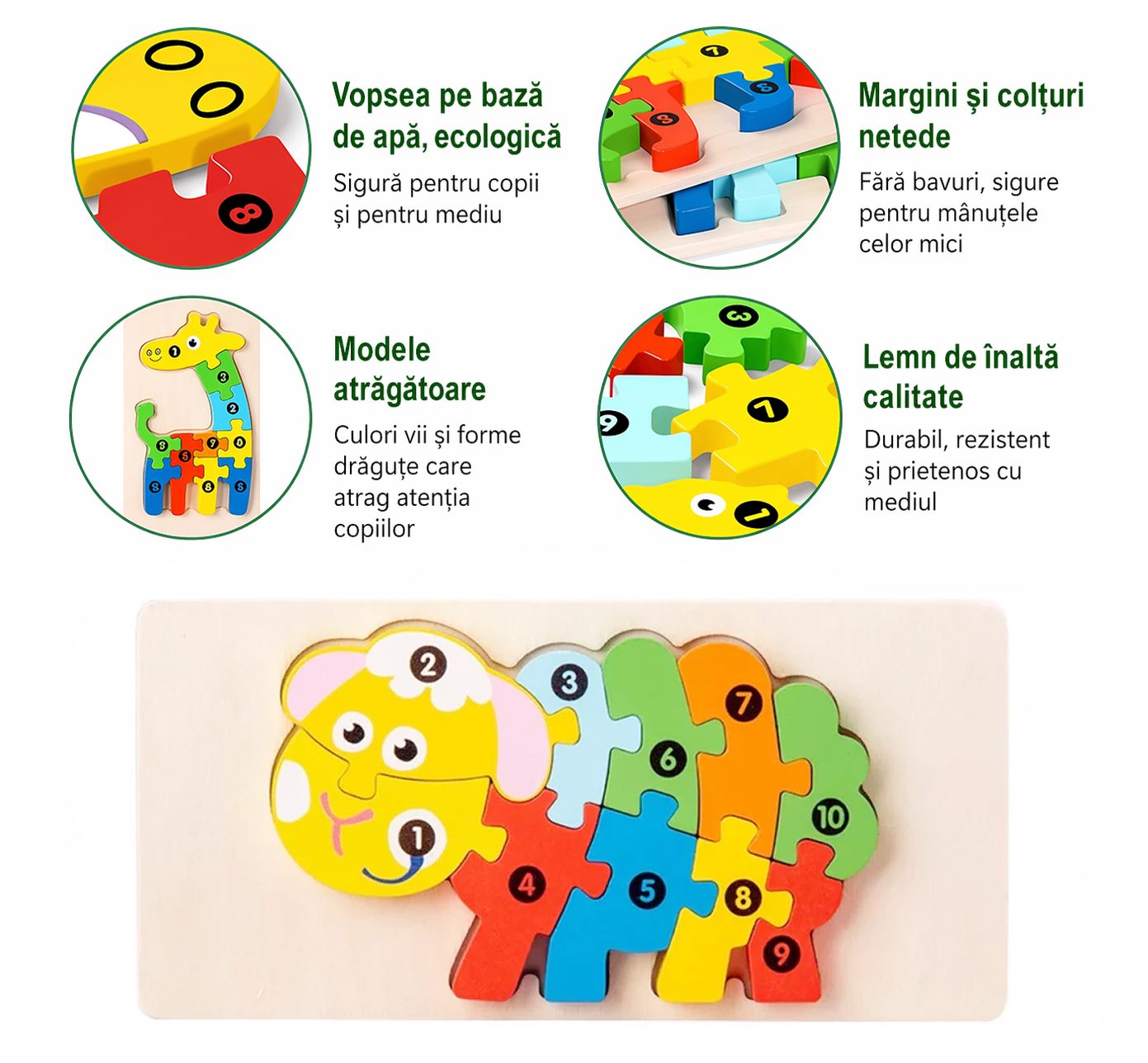 Detaliu Piese Puzzle Lemn 