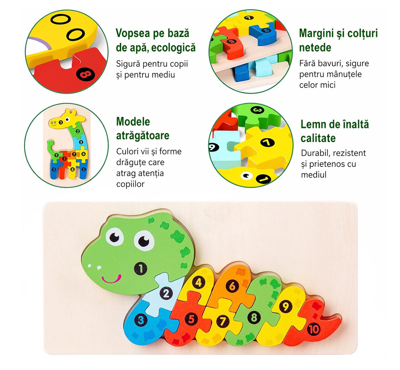 Set complet puzzle din lemn model șarpe 