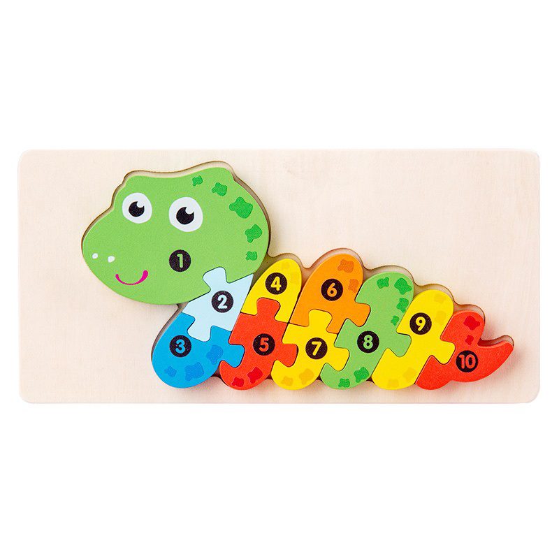 Puzzle din lemn 3D Montessori model Șarpe 