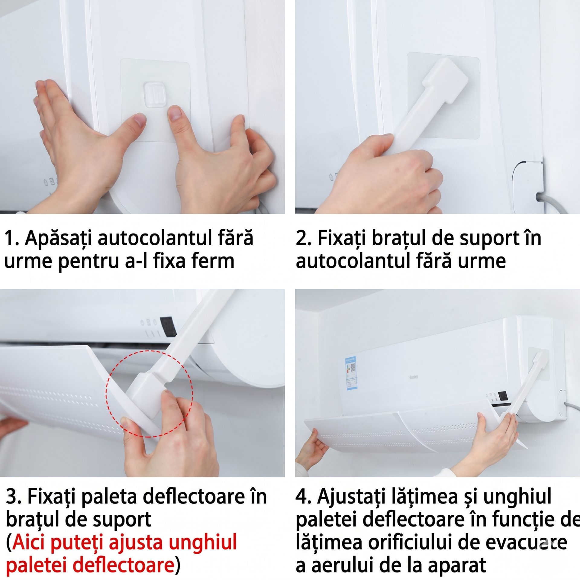 Montaj deflector pe aparat de climatizare