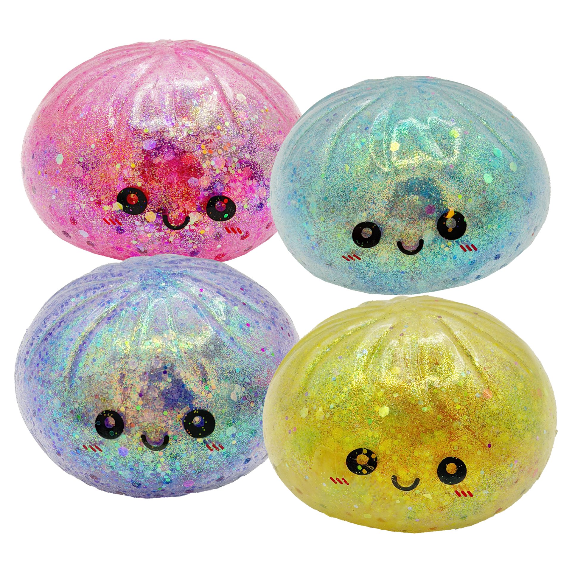 Jumbo Squishy Antistres, Model Fata Zambitoare din Maltoza cu Sclipici si bile de Hidrogen, Comprimabil cu Revenire Lenta, 8.5 x 8.5 x 8.5 cm, 120 gr, Culoare Surpriza Mix