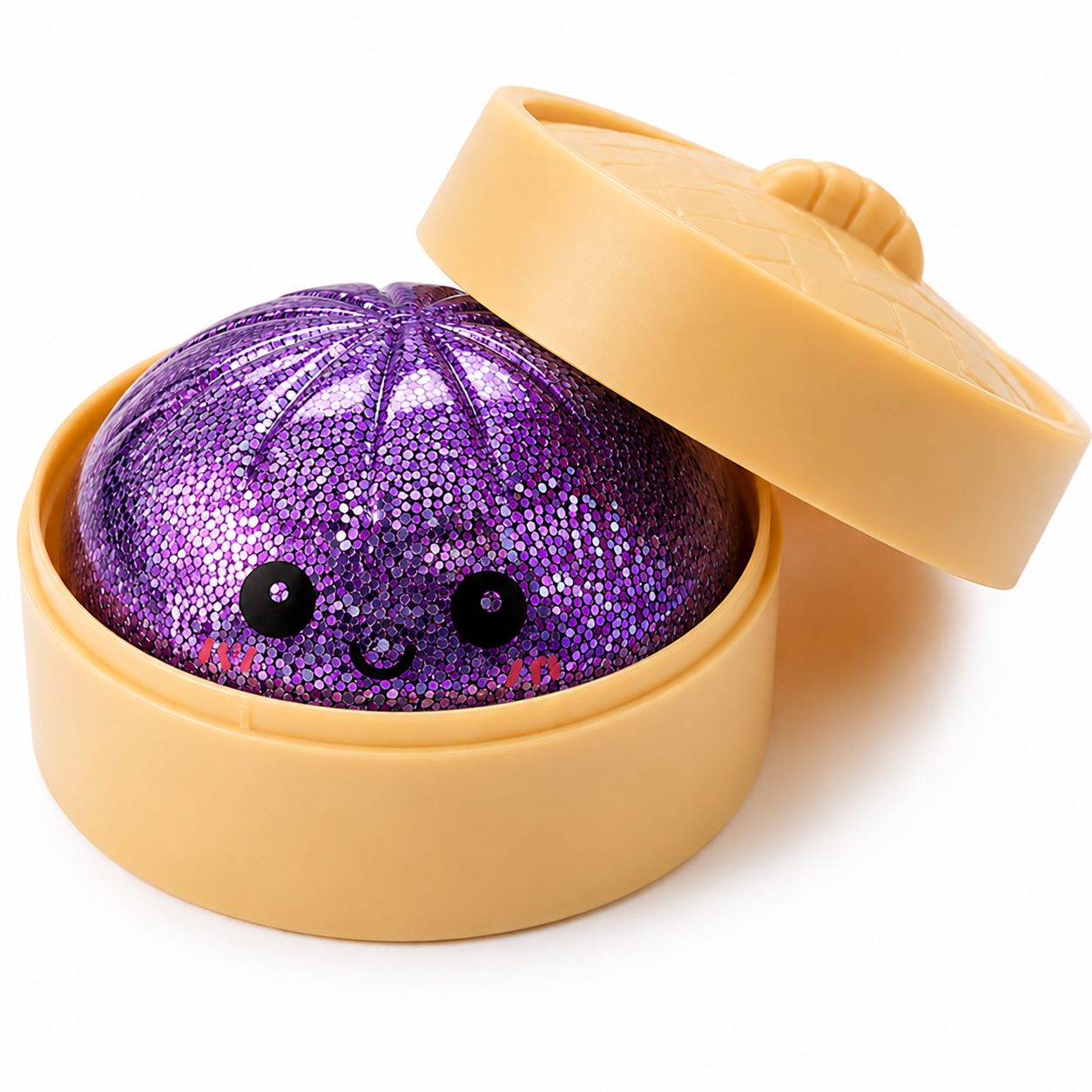 Jucărie Squishy în diferite unghiuri cu sclipici