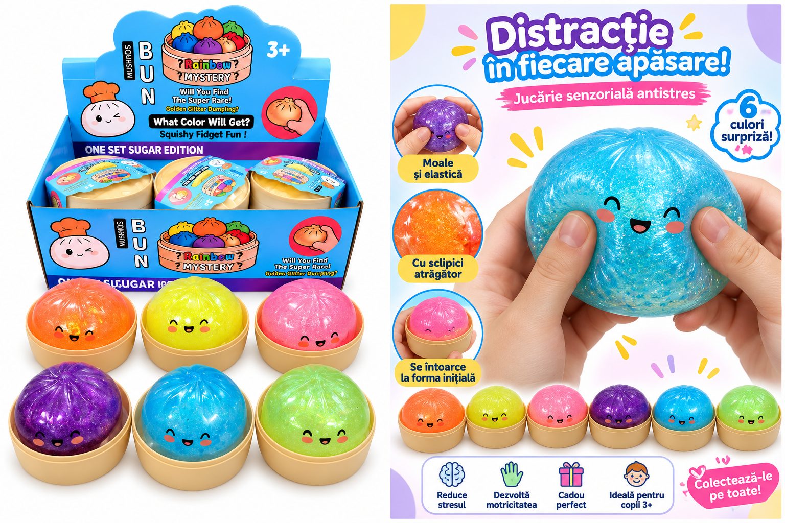 Detaliu jucarie Dumpling Squishy multicolor