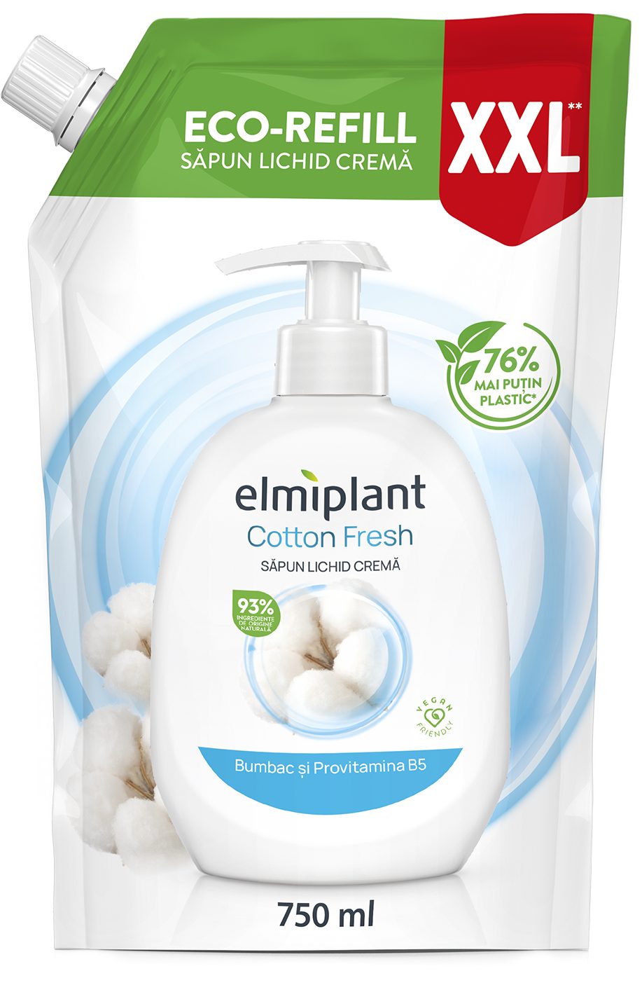 Săpun Lichid Crema Elmiplant Bumbac Provitamina B5 750ml