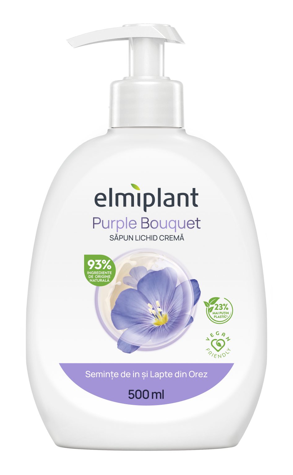 Săpun Lichid Crema Elmiplant Semințe de In și Lapte din Orez 500 ml