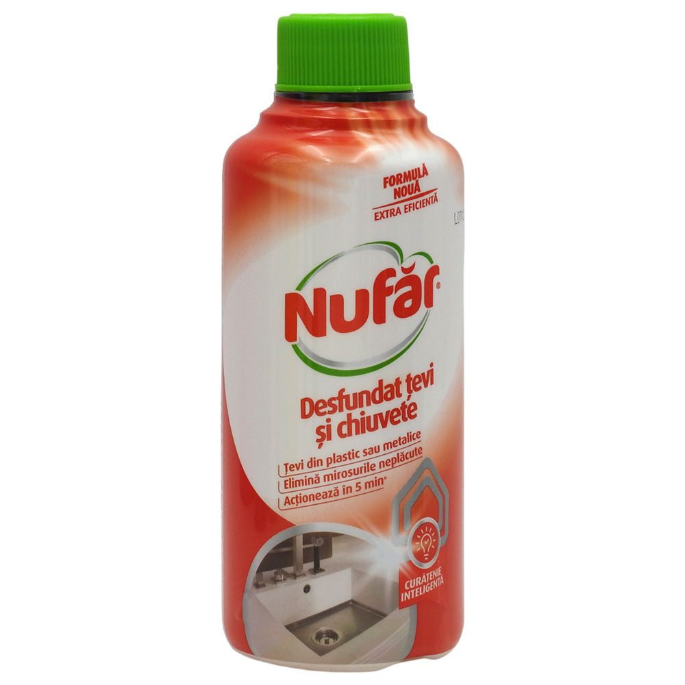 Soluție pentru desfundat țevi și chiuvete NUFAR 375 ml