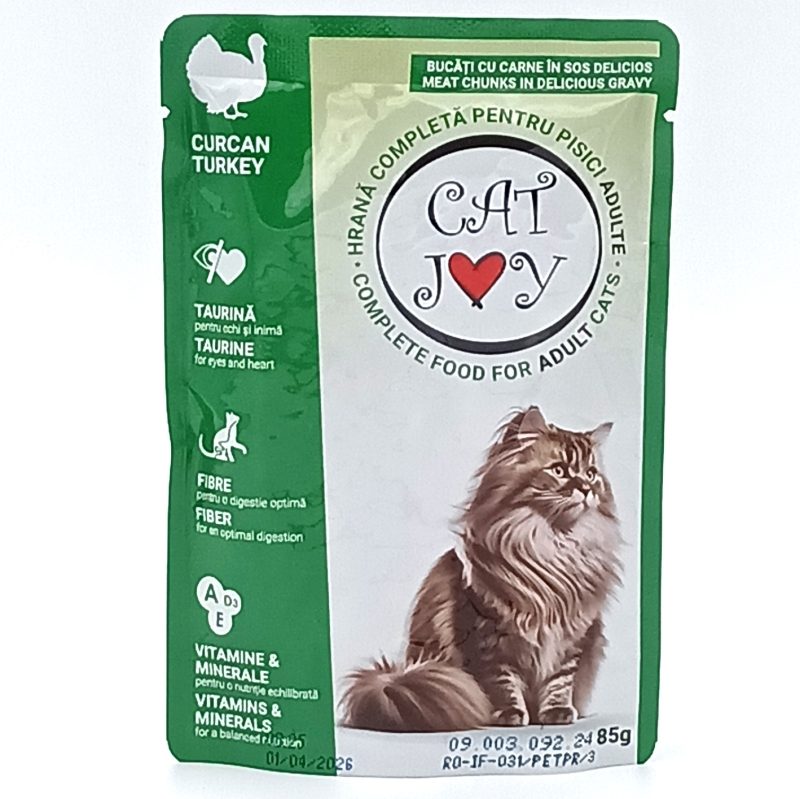 Hrană umedă Cat Joy pentru pisici cu curcan în sos, plic 85g