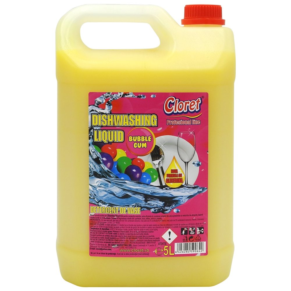 Detergent Lichid Cloret Bubble Gum 5L pentru Vase