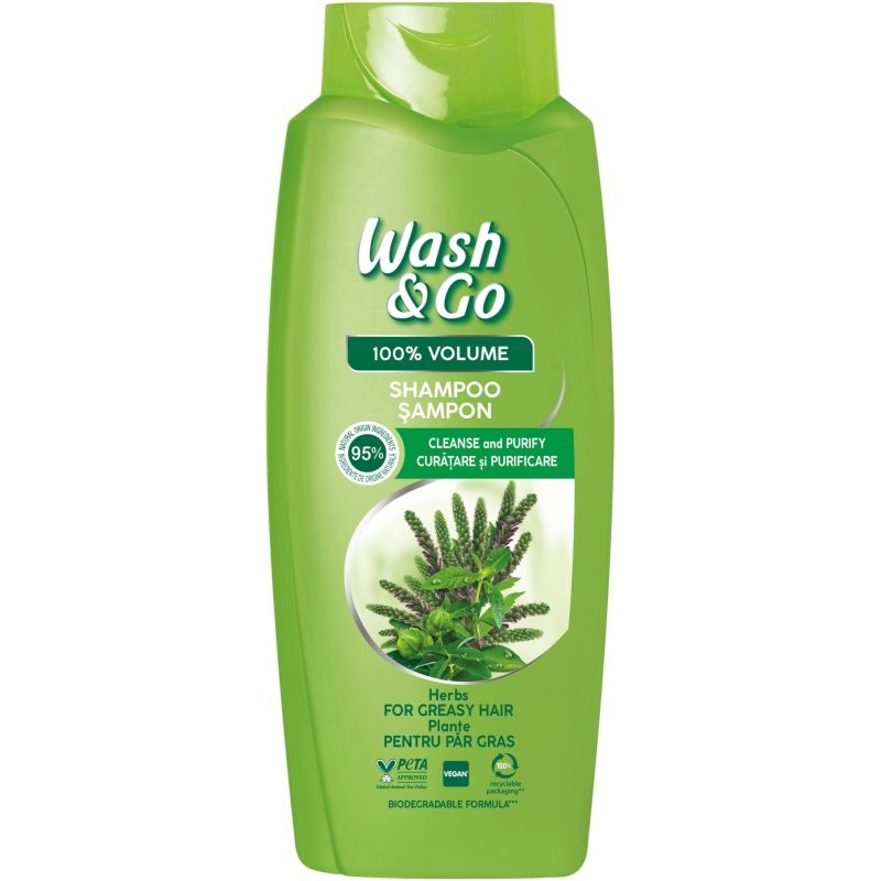 Sampon WASH&GO Herbs 675 ml pentru păr fragil
