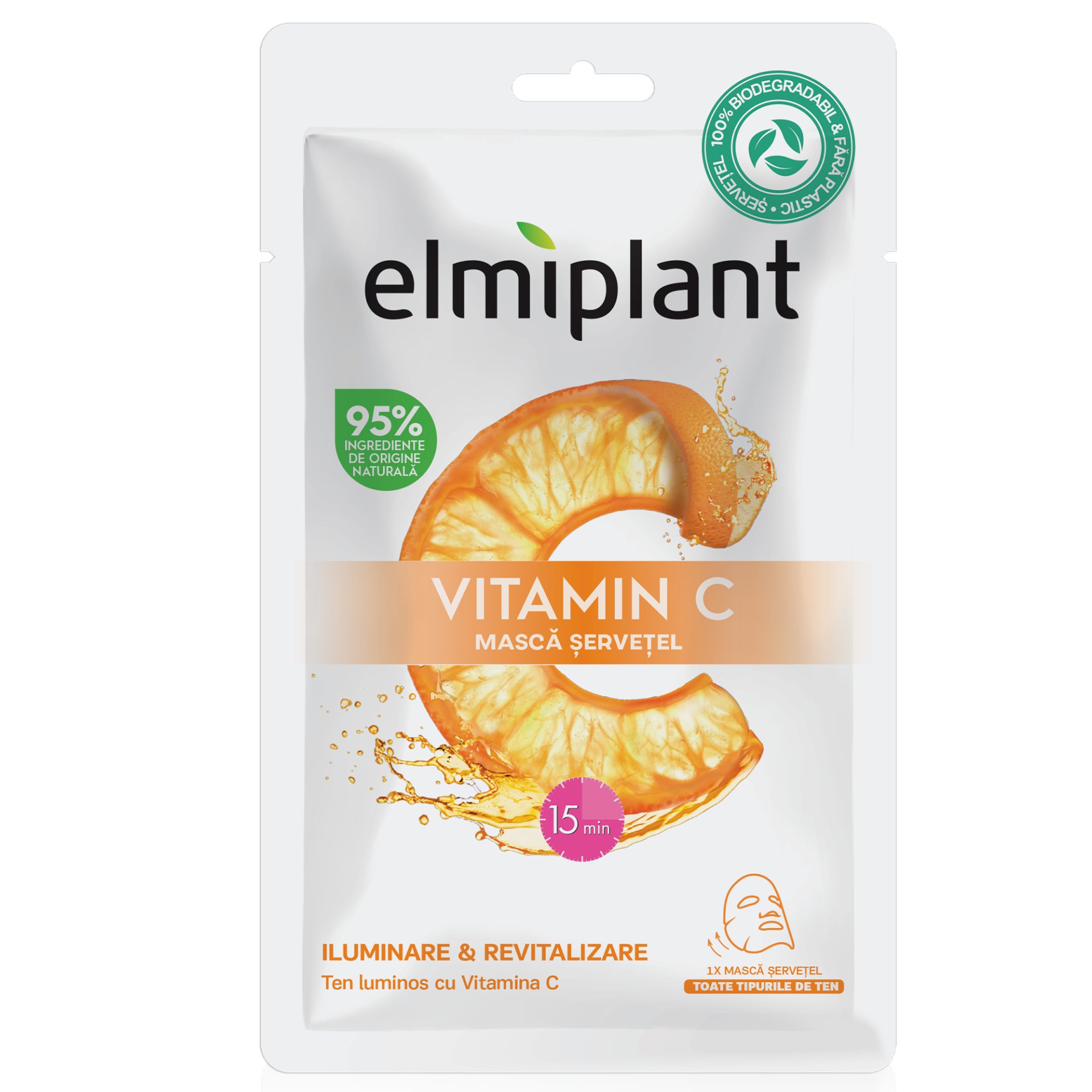 Mască Șervetel Elmiplant Vitamina C Pentru Iluminare și Revitalizare 20 ml