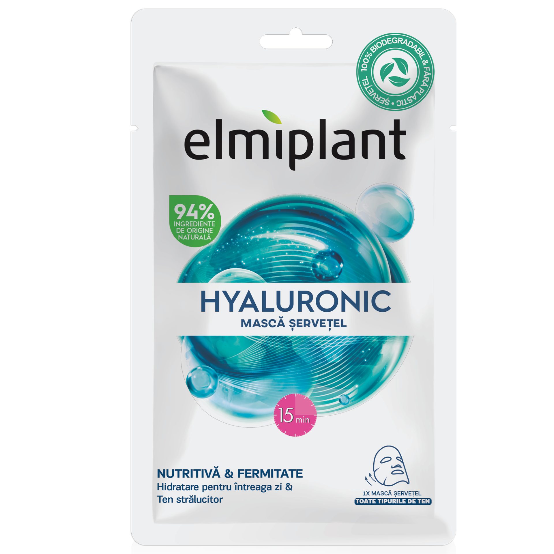 Rezultate după aplicarea măștii Elmiplant cu acid hialuronic