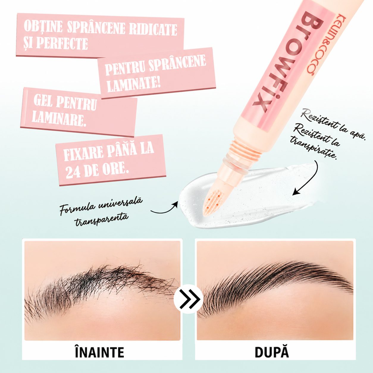 Detaliu aplicare Gel Brow Fix