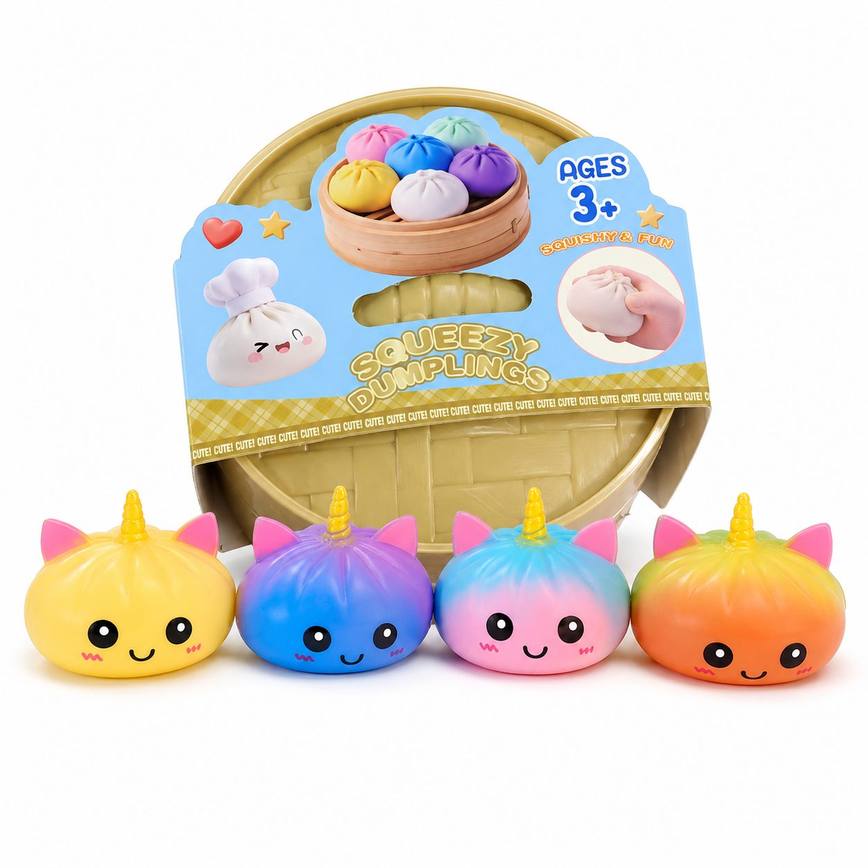 Jucarie Squishy Dumpling Unicorn multicolor antistres