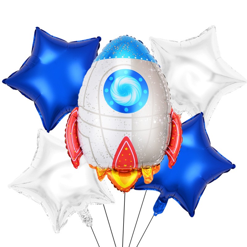 Set 5 baloane folie metalizata HAPPY BIRTHDAY Racheta 