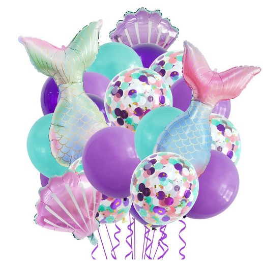Set 22 baloane decorative Aqua Sirene folie aluminiu