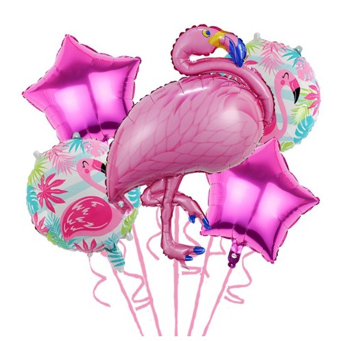 Set Baloane party aniversare Flamingo roz folie aluminiu