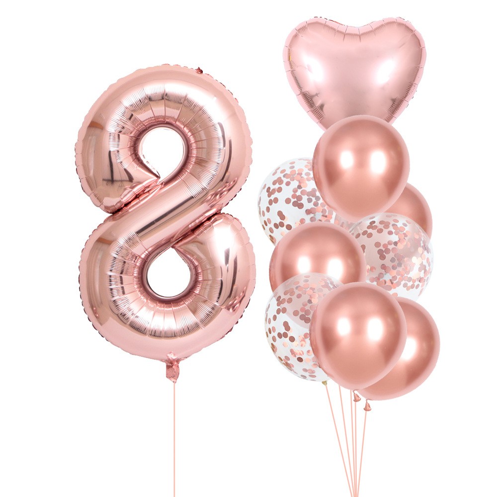 Set 10 baloane folie latex aniversare roz pal