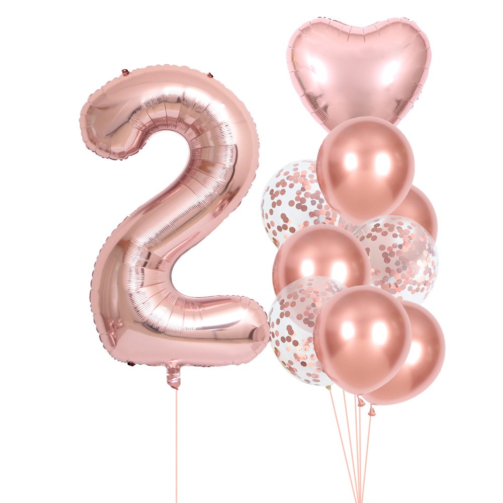 Set 10 Baloane Folie Latex Aniversare Roz