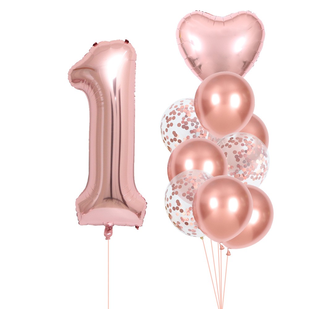 Set 10 baloane folie latex aniversare roz