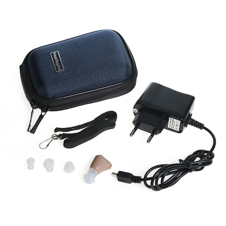Amplificator intraauricular (aparat auditiv) cu acumulator culoarea pielii, volum maxim de iesire 120db, incarcare la priza 220 volti